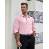 COOFANDY Mens Dress Shirts Long Sleeve Wrinkle Free Shirt Textured Business Casual Button Down Shirt(Light Pink)
