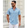 COOFANDY Mens Dress Shirts Short Sleeve Button Up Shirts Business Dress Shirts Light Blue