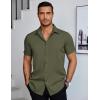 COOFANDY Mens Dress Shirts Short Sleeve Regular Fit Lightweight Untucked Button Down Shirt(Army Green)