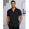 COOFANDY Mens Dress Shirts Short Sleeve Regular Fit Lightweight Untucked Button Down Shirt(Black)