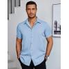 COOFANDY Mens Dress Shirts Short Sleeve Regular Fit Lightweight Untucked Button Down Shirt(Clear Blue)