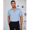 COOFANDY Mens Dress Shirts Short Sleeve Regular Fit Lightweight Untucked Button Down Shirt(Clear Blue)