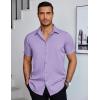 COOFANDY Mens Dress Shirts Short Sleeve Regular Fit Lightweight Untucked Button Down Shirt(Light Purple)