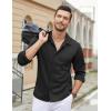 COOFANDY Mens Dress Shirts Wrinkle Free Long Sleeve Button Down Shirts Formal Business Shirt(Black Onyx)