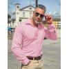 COOFANDY Mens Dress Shirts Wrinkle Free Long Sleeve Button Down Shirts Formal Business Shirt(Pink)