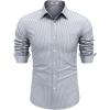 COOFANDY Mens Dress Shirts Wrinkle Free Long Sleeve Button Down Shirts Formal Business Shirt(White-navy Blue Stripe)