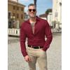 COOFANDY Mens Dress Shirts Wrinkle Free Long Sleeve Button Down Shirts Formal Business Shirt(Wine Red)