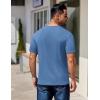 COOFANDY Men’s Fashion Henley Shirts Short Sleeve Lightweight T-Shirt Soild Button Tee Top Blue