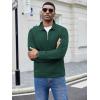 COOFANDY Men’s Fashion Quarter Zip Pullover Long Sleeve Quilted Sweatshirt Plaid Jacquard Polo Mock Neck Sweaters(Dark Green)