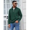 COOFANDY Men’s Fashion Quarter Zip Pullover Long Sleeve Quilted Sweatshirt Plaid Jacquard Polo Mock Neck Sweaters(Dark Green)
