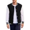 COOFANDY Men’s Fashion Varsity Jacket Causal Slim Fit Cotton Letterman Baseball Bomber Jackets(Black)
