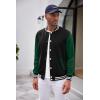 COOFANDY Men’s Fashion Varsity Jacket Causal Slim Fit Cotton Letterman Baseball Bomber Jackets(Black Green)