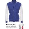 COOFANDY Men’s Fashion Varsity Jacket Causal Slim Fit Cotton Letterman Baseball Bomber Jackets(Blue)