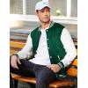 COOFANDY Men’s Fashion Varsity Jacket Causal Slim Fit Cotton Letterman Baseball Bomber Jackets(Green)