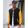 COOFANDY Men’s Fashion Varsity Jacket Causal Slim Fit Cotton Letterman Baseball Bomber Jackets(Navy/Yellow)