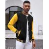 COOFANDY Men’s Fashion Varsity Jacket Causal Slim Fit Cotton Letterman Baseball Bomber Jackets(Navy/Yellow)