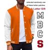 COOFANDY Men’s Fashion Varsity Jacket Causal Slim Fit Cotton Letterman Baseball Bomber Jackets(Orange)