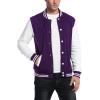 COOFANDY Men’s Fashion Varsity Jacket Causal Slim Fit Cotton Letterman Baseball Bomber Jackets(Purple)