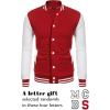 COOFANDY Men’s Fashion Varsity Jacket Causal Slim Fit Cotton Letterman Baseball Bomber Jackets(Red)