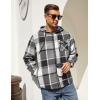 COOFANDY Men’s Flannel Fleece Jacket Sherpa Lined Shirt Jacket Plaid Zip Up Hoodie Soft Warm Coat with Hood(A-black Block)