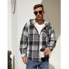 COOFANDY Men’s Flannel Fleece Jacket Sherpa Lined Shirt Jacket Plaid Zip Up Hoodie Soft Warm Coat with Hood(A-black Block)