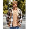 COOFANDY Men’s Flannel Fleece Jacket Sherpa Lined Shirt Jacket Plaid Zip Up Hoodie Soft Warm Coat with Hood(A-brown Block)