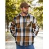 COOFANDY Men’s Flannel Fleece Jacket Sherpa Lined Shirt Jacket Plaid Zip Up Hoodie Soft Warm Coat with Hood(A-brown Block)