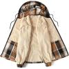 COOFANDY Men’s Flannel Fleece Jacket Sherpa Lined Shirt Jacket Plaid Zip Up Hoodie Soft Warm Coat with Hood(A-brown Block)