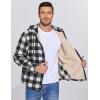 COOFANDY Men’s Flannel Fleece Jacket Sherpa Lined Shirt Jacket Plaid Zip Up Hoodie Soft Warm Coat with Hood(B-black Plaid)