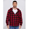COOFANDY Men’s Flannel Fleece Jacket Sherpa Lined Shirt Jacket Plaid Zip Up Hoodie Soft Warm Coat with Hood(B-red Plaid)