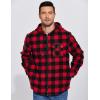 COOFANDY Men’s Flannel Fleece Jacket Sherpa Lined Shirt Jacket Plaid Zip Up Hoodie Soft Warm Coat with Hood(B-red Plaid)