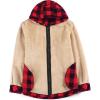 COOFANDY Men’s Flannel Fleece Jacket Sherpa Lined Shirt Jacket Plaid Zip Up Hoodie Soft Warm Coat with Hood(B-red Plaid)