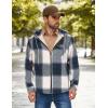 COOFANDY Men’s Flannel Fleece Jacket Sherpa Lined Shirt Jacket Plaid Zip Up Hoodie Soft Warm Coat with Hood(C-blue Block)