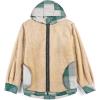 COOFANDY Men’s Flannel Fleece Jacket Sherpa Lined Shirt Jacket Plaid Zip Up Hoodie Soft Warm Coat with Hood(C-green Block)