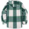 COOFANDY Men’s Flannel Fleece Jacket Sherpa Lined Shirt Jacket Plaid Zip Up Hoodie Soft Warm Coat with Hood(C-green Block)