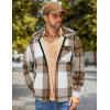 COOFANDY Men’s Flannel Fleece Jacket Sherpa Lined Shirt Jacket Plaid Zip Up Hoodie Soft Warm Coat with Hood(C-khaki Block)