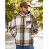 COOFANDY Men’s Flannel Fleece Jacket Sherpa Lined Shirt Jacket Plaid Zip Up Hoodie Soft Warm Coat with Hood(C-khaki Block)