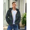 COOFANDY Men’s Flannel Fleece Jacket Sherpa Lined Shirt Jacket Plaid Zip Up Hoodie Soft Warm Coat with Hood(D-green Line)