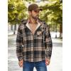 COOFANDY Men’s Flannel Fleece Jacket Sherpa Lined Shirt Jacket Plaid Zip Up Hoodie Soft Warm Coat with Hood(D-khaki Line)