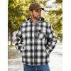 COOFANDY Men’s Flannel Fleece Jacket Sherpa Lined Shirt Jacket Plaid Zip Up Hoodie Soft Warm Coat with Hood(G-black White Line)
