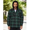 COOFANDY Men’s Flannel Shirt Jacket Warm Quilted Lined Hooded Long Sleeve Plaid Shirt Jackets(Black & Green Plaid)