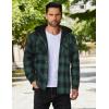 COOFANDY Men’s Flannel Shirt Jacket Warm Quilted Lined Hooded Long Sleeve Plaid Shirt Jackets(Black & Green Plaid)