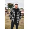 COOFANDY Men’s Flannel Shirt Jacket Warm Quilted Lined Hooded Long Sleeve Plaid Shirt Jackets(Black & Grey Plaid)