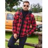 COOFANDY Men’s Flannel Shirt Jacket Warm Quilted Lined Hooded Long Sleeve Plaid Shirt Jackets(Black & Red Plaid)