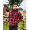 COOFANDY Men’s Flannel Shirt Jacket Warm Quilted Lined Hooded Long Sleeve Plaid Shirt Jackets(Black & Red Plaid)