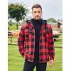 COOFANDY Men’s Flannel Shirt Jacket Warm Quilted Lined Hooded Long Sleeve Plaid Shirt Jackets(Black & Red Plaid)