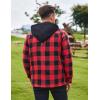 COOFANDY Men’s Flannel Shirt Jacket Warm Quilted Lined Hooded Long Sleeve Plaid Shirt Jackets(Black & Red Plaid)