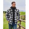 COOFANDY Men’s Flannel Shirt Jacket Warm Quilted Lined Hooded Long Sleeve Plaid Shirt Jackets(Black & White Plaid)