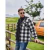 COOFANDY Men’s Flannel Shirt Jacket Warm Quilted Lined Hooded Long Sleeve Plaid Shirt Jackets(Black & White Plaid)