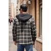 COOFANDY Men’s Flannel Shirt Jacket Warm Quilted Lined Hooded Long Sleeve Plaid Shirt Jackets(Black Khaki Plaid)